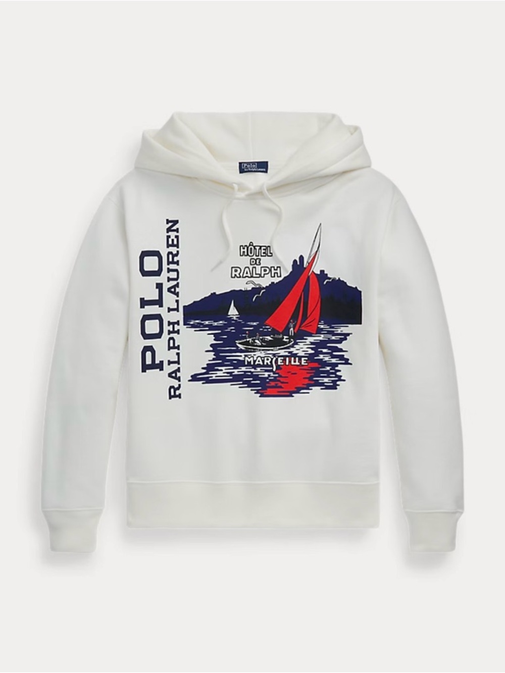 Polo by Ralph Lauren White Hoodie with Navy Logo